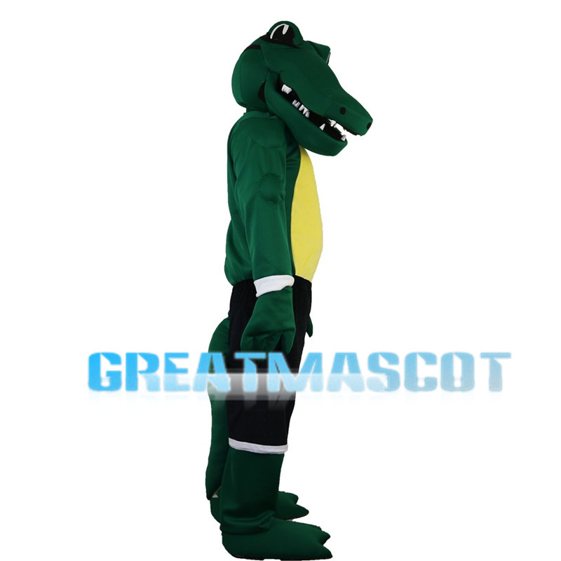 Green Crocodile With Black Sports Set Mascot Costume