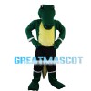 Green Crocodile With Black Sports Set Mascot Costume
