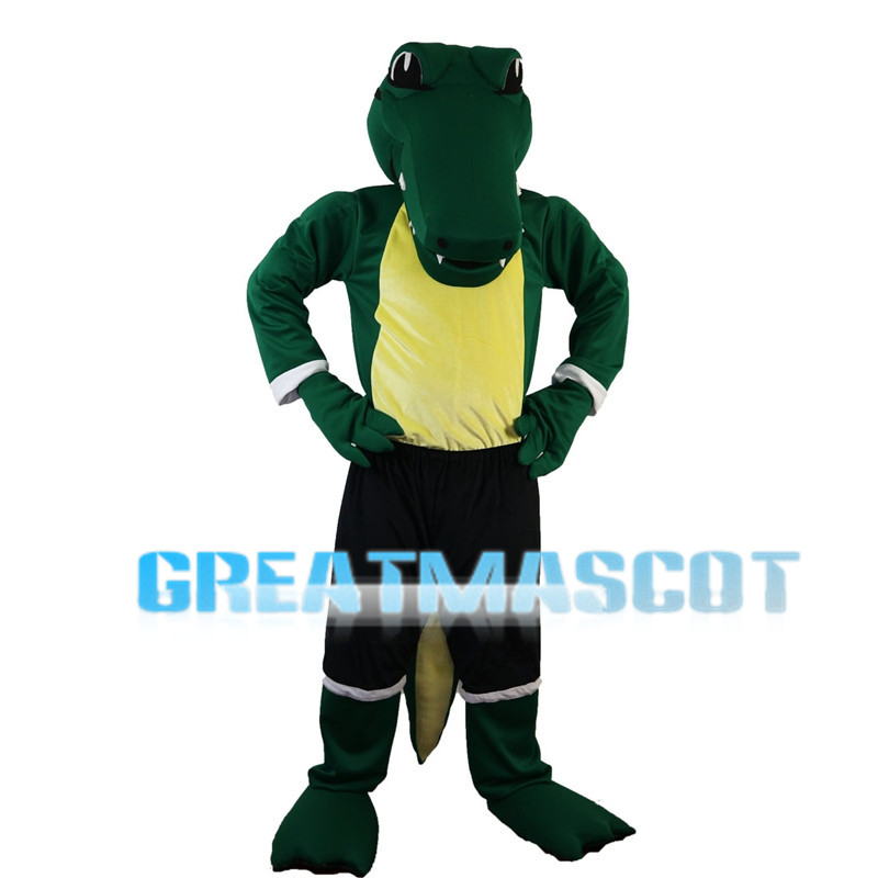 Green Crocodile With Black Sports Set Mascot Costume