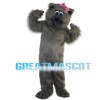 Grey Beaver With Pink Bow Mascot Costume