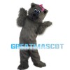 Grey Beaver With Pink Bow Mascot Costume
