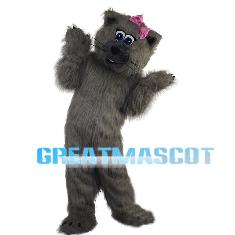 Grey Beaver With Pink Bow Mascot Costume