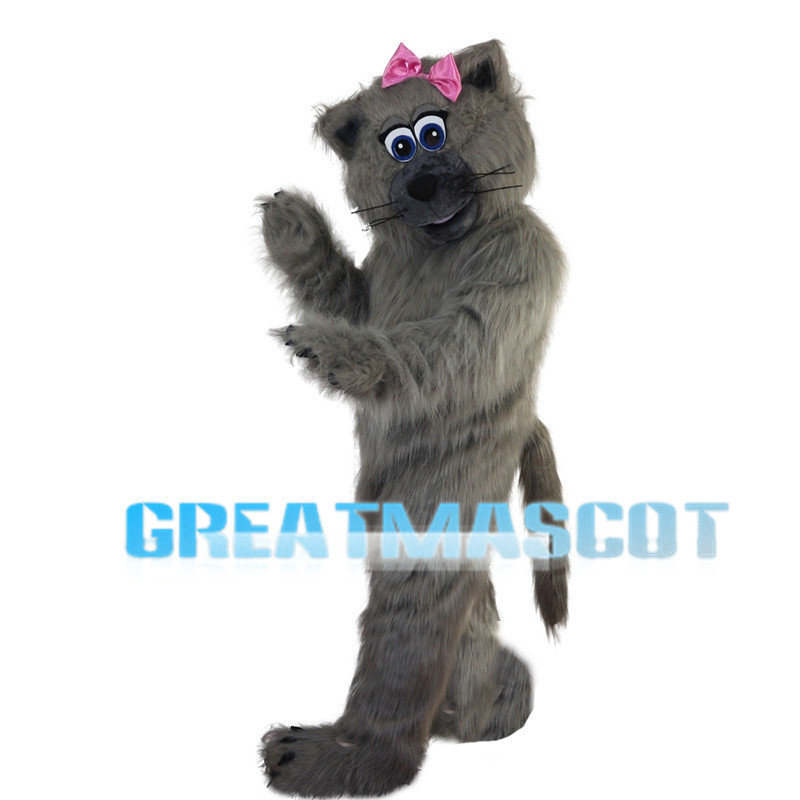 Grey Beaver With Pink Bow Mascot Costume