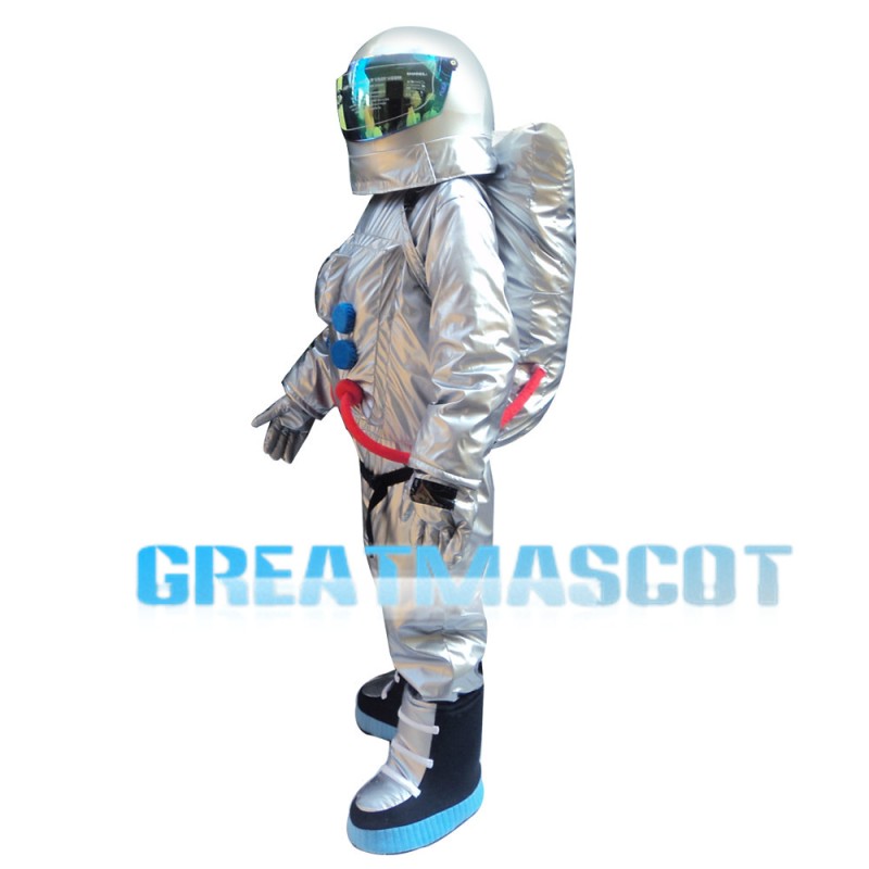 Waving Astronaut Wearing Space Suit Mascot Costume