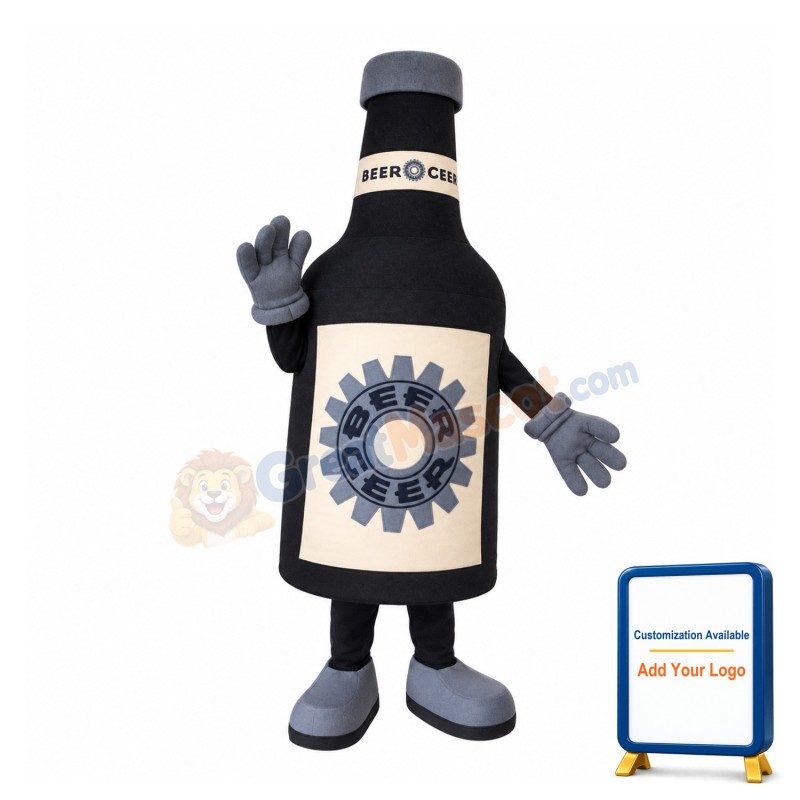 Cartoon Black Beer Bottle Mascot Costume