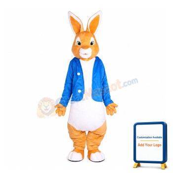 Rabbit With Blue Coat Mascot Costume Full Set
