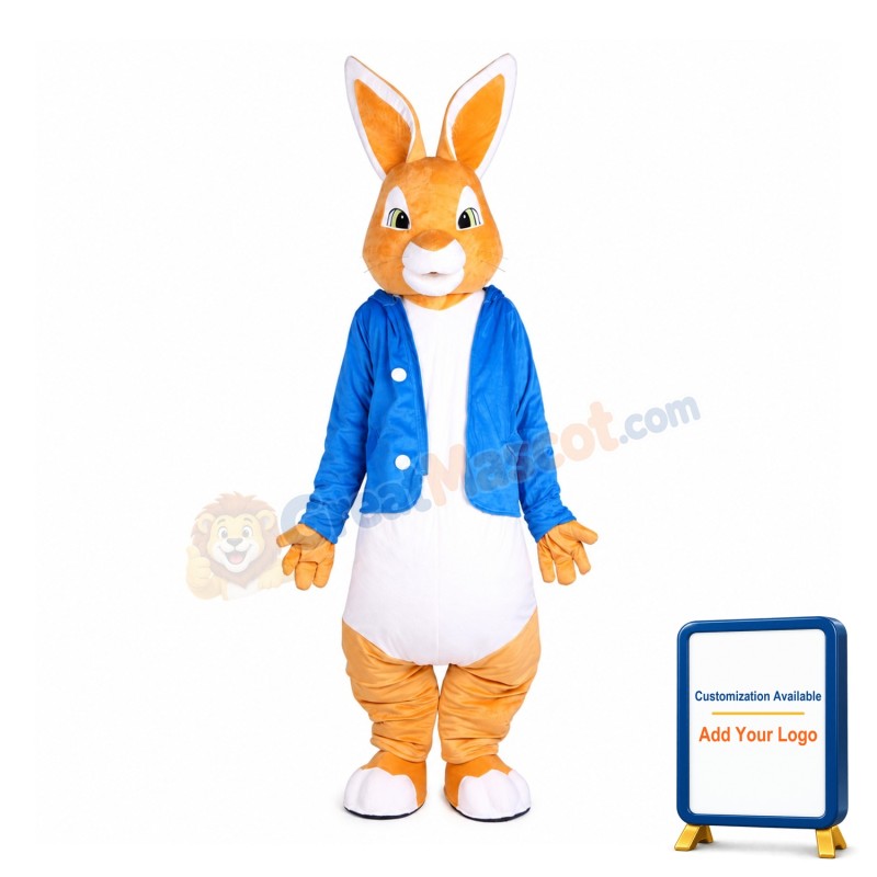 Rabbit With Blue Coat Mascot Costume Full Set
