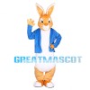 Rabbit With Blue Coat Mascot Costume Full Set
