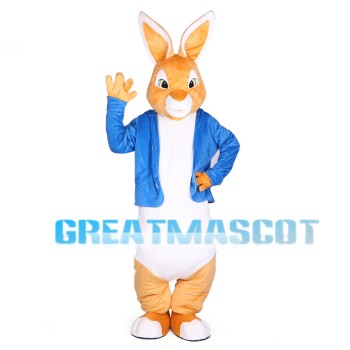 Rabbit With Blue Coat Mascot Costume Full Set