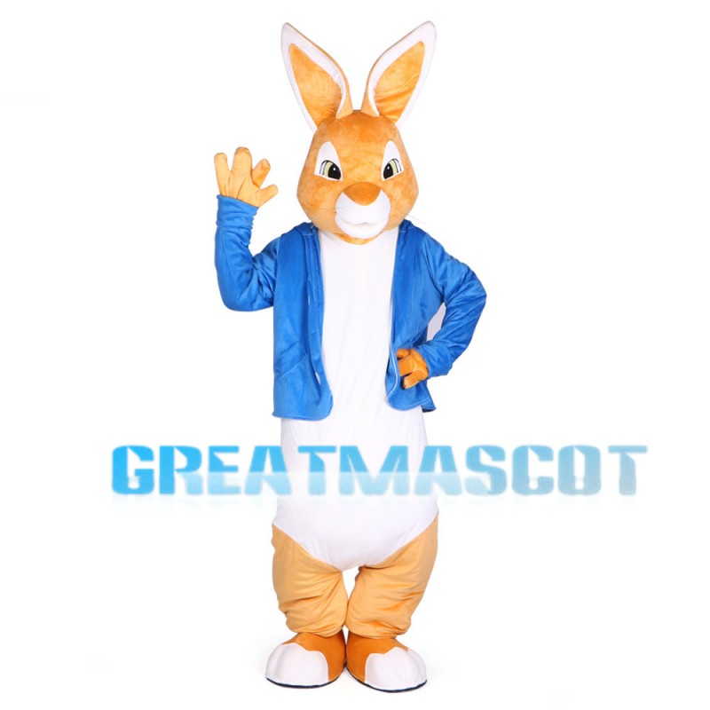 Rabbit With Blue Coat Mascot Costume Full Set