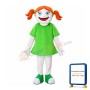Orange Hair Girl With Green Dress Mascot Costume