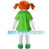 Orange Hair Girl With Green Dress Mascot Costume