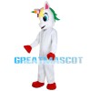 Red Hoofs Horse With Colorful Horn Mascot Costume