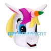 Red Hoofs Horse With Colorful Horn Mascot Costume