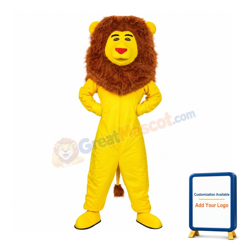 Yellow Lion With Bushy Mane Mascot Costume
