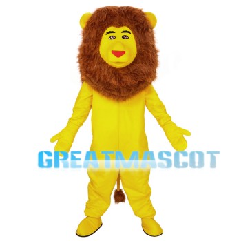 Yellow Lion With Bushy Mane Mascot Costume