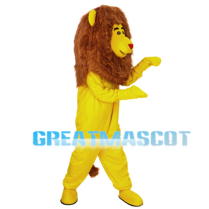 Yellow Lion With Bushy Mane Mascot Costume