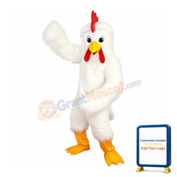 Fat Long Fur White Chicken Mascot Costume