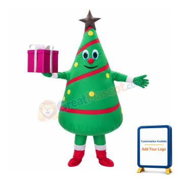 Christmas Tree Holding Gift Box Mascot Costume