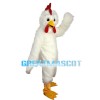 Fat Long Fur White Chicken Mascot Costume