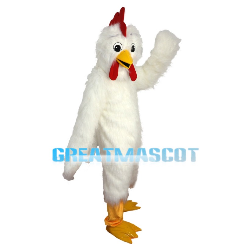 Fat Long Fur White Chicken Mascot Costume