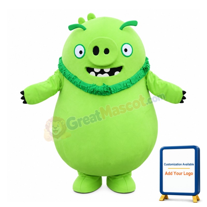 Fat Green Pig Mascot Costume