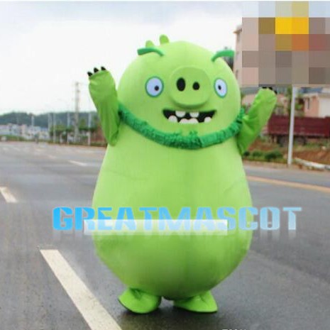 Fat Green Pig Mascot Costume