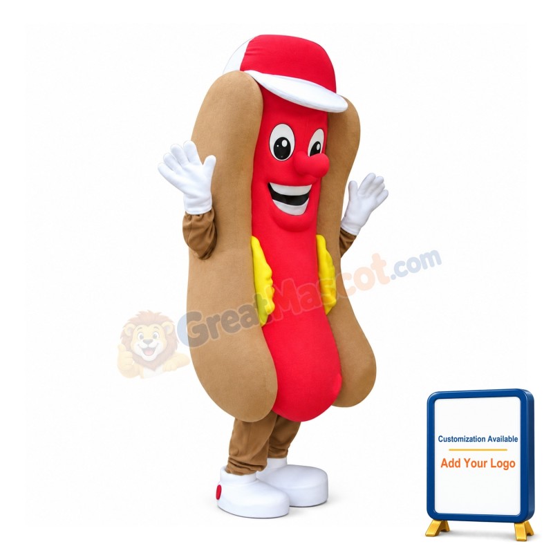 Hot Dog With Red Cap Mascot Costume