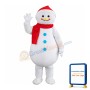 Beckoning Snowman With Red Scarf Mascot Costume