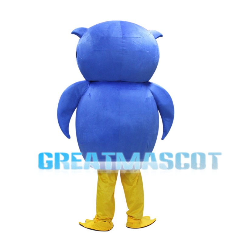 Blue & White Owl With Glasses Mascot Costume