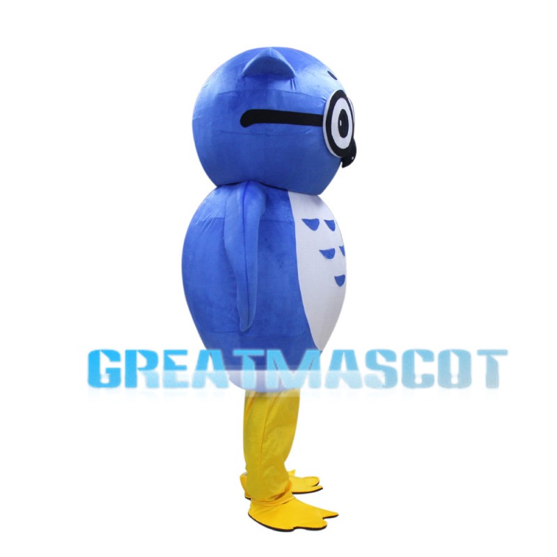 Blue & White Owl With Glasses Mascot Costume
