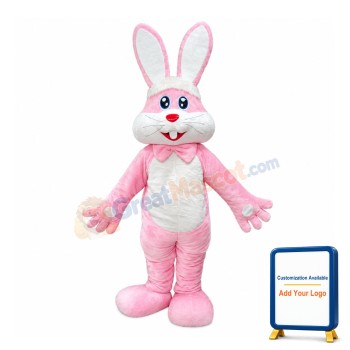 Long Ears Pink Rabbit Mascot Costume