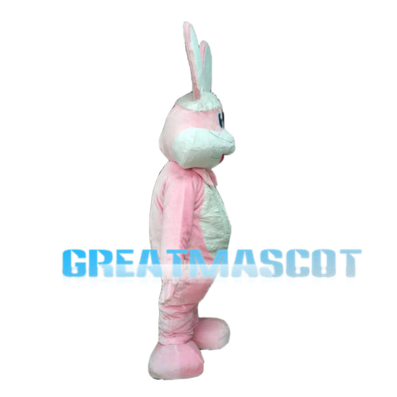 Long Ears Pink Rabbit Mascot Costume
