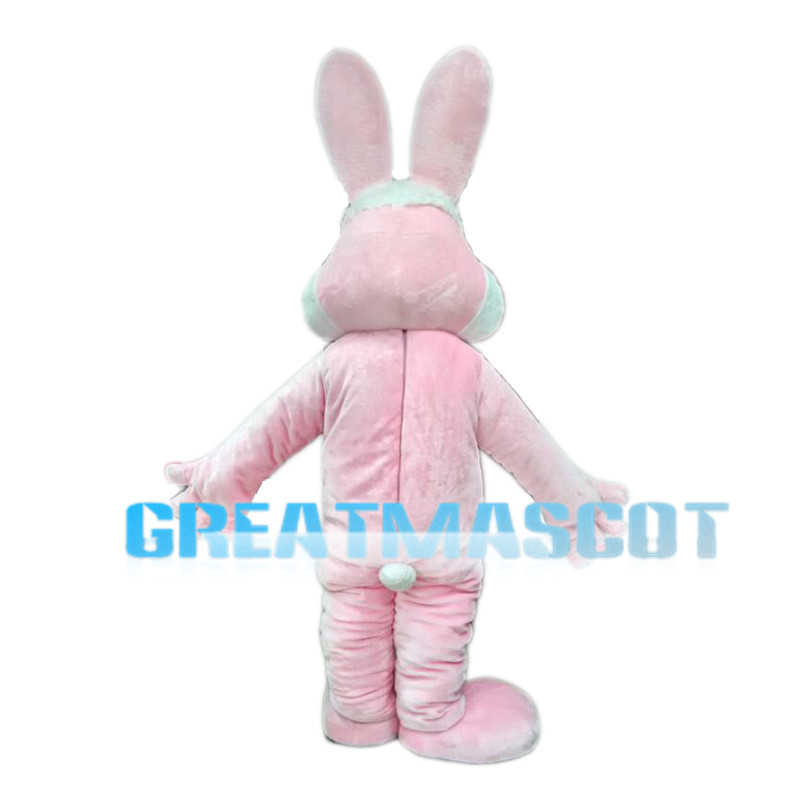Long Ears Pink Rabbit Mascot Costume