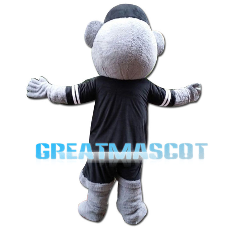 Lively Gray Bear With Jersey Mascot Costume