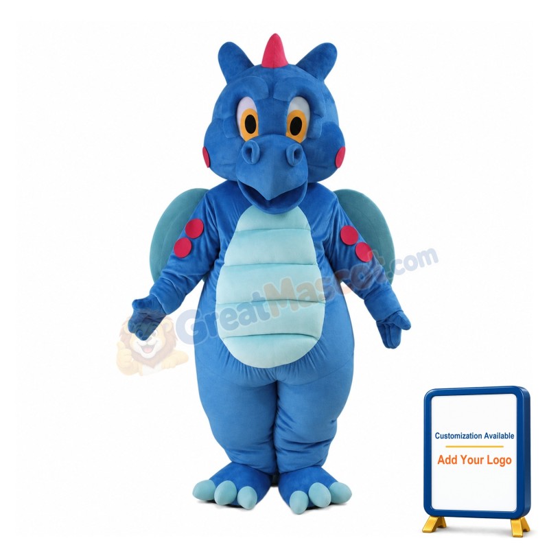 Blue Dinosaur With Wings Mascot Costume