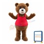 Brown Bear With Red Vest Mascot Costume