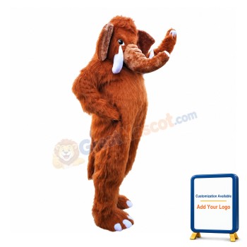 Fierce Brown Elephant With Sharp Ivory Mascot Costume