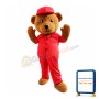 Brown Bear With Red Cap Mascot Costume