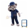 Grey Bear With Blue Set Mascot Costume
