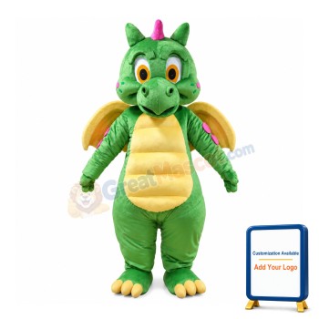 Powerful Dragon With Yellow Wings Mascot Costume