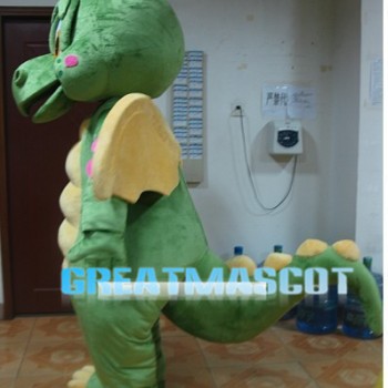 Powerful Dragon With Yellow Wings Mascot Costume