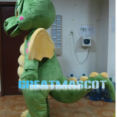 Powerful Dragon With Yellow Wings Mascot Costume