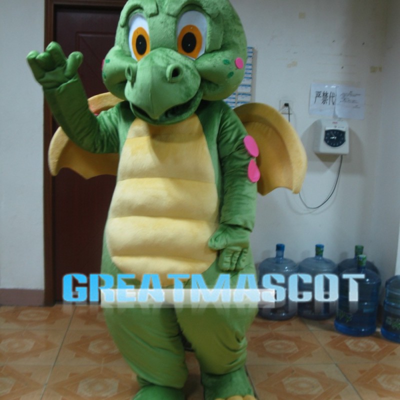 Powerful Dragon With Yellow Wings Mascot Costume