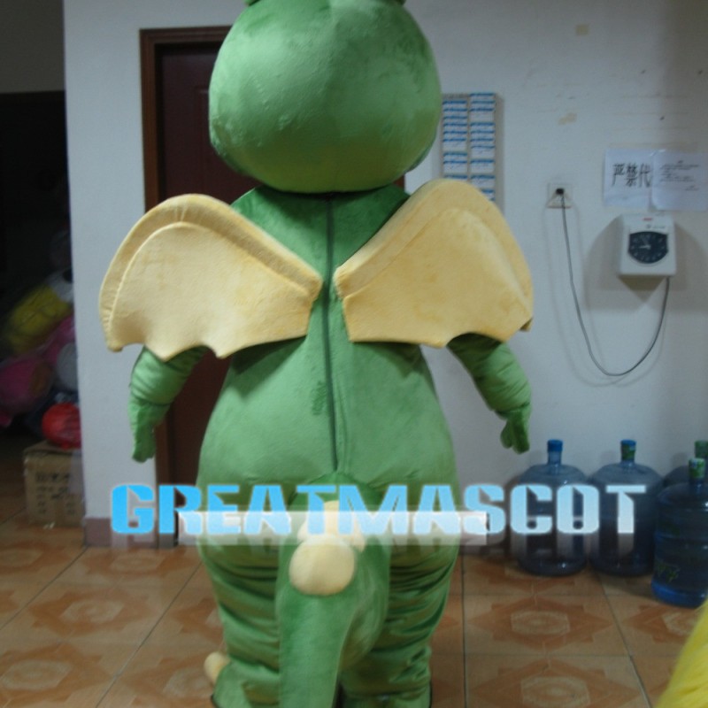 Powerful Dragon With Yellow Wings Mascot Costume