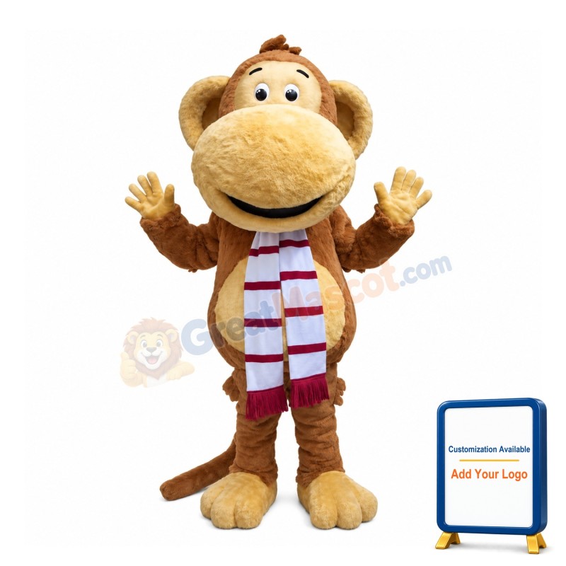 Big Mouth Monkey With Scarf Mascot Costume