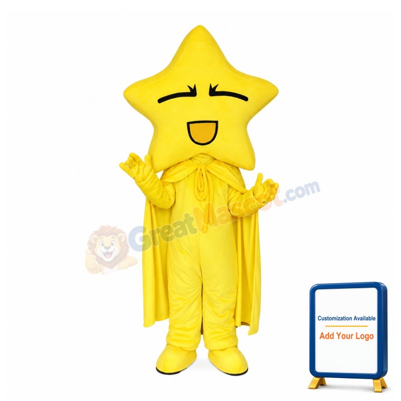 Star Shaped Head Yellow Doll Mascot Costume