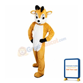 Clever Light Brown & White Fawn Mascot Costume