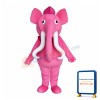 Pink Elephant With Long Curved Ivory Mascot Costume