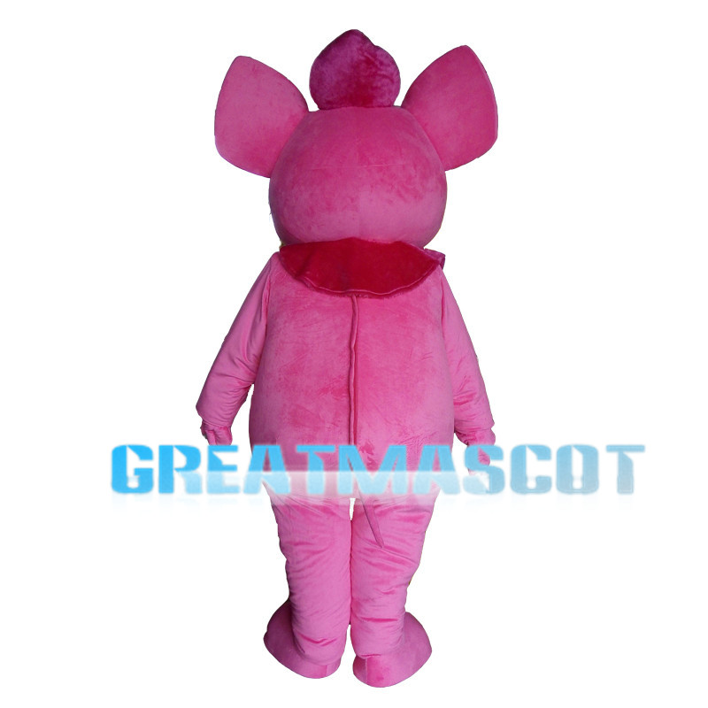 Pink Elephant With Long Curved Ivory Mascot Costume